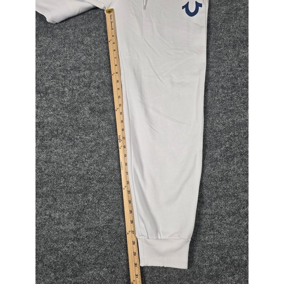 True Religion Mens White 3D HS Jogger Sweatpants Size MEDIUM Logo Drawstring - Picture 3 of 11